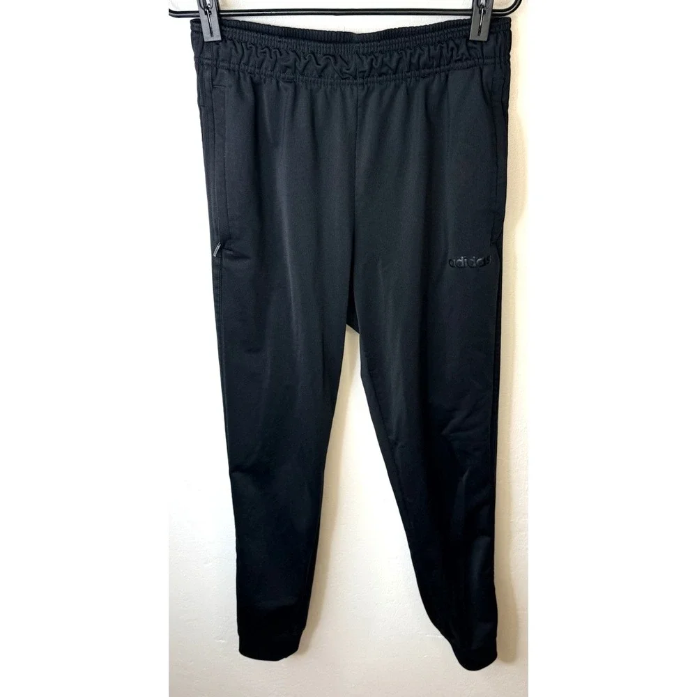 Adidas Mens Jogger Pants Medium Black Tapered Athletic Zip Pocket Cuffed -3763